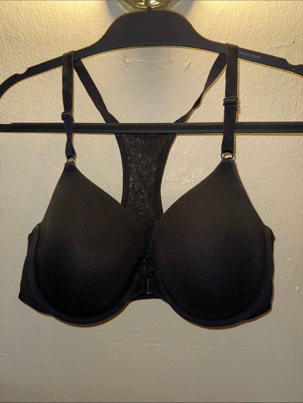 Victoria's Secret Black Racerback Padded Bra with sequin Back Panel